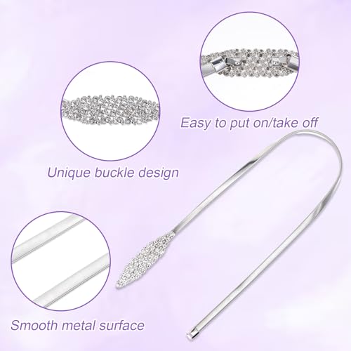 Womens Skinny Waist Belt, Stretch Silver Chain Belts for Women Metal Sparkly Waist Chain Elastic Adjustable Dress Belts Decorative Thin Rhinestone Bridal Belt for Women Formal Dress2