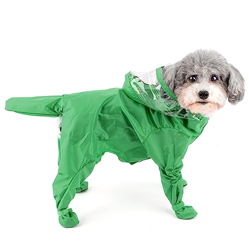 Chubasquero para perro pequeño verde XL impermeable cuatro patas con capucha 7