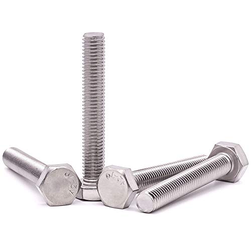 Image of 3 /8-16 x 4 Hex Head Bolts Screws, 304 Stainless Steel 18-8, Fully Threaded, Hexagon Head Cap Bolts Screws, Coarse Thread UNC, 6 PCS