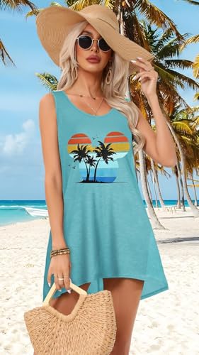 Image of elescat Womens Swimsuit Cover Up Summer Sleeveless T Shirt Beach Dress Tank Bikini Coverups 2026