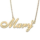 RONKAH Mary Custom Personalized Name Necklace with Heart 18K Gold Plated Customized Name Necklace...