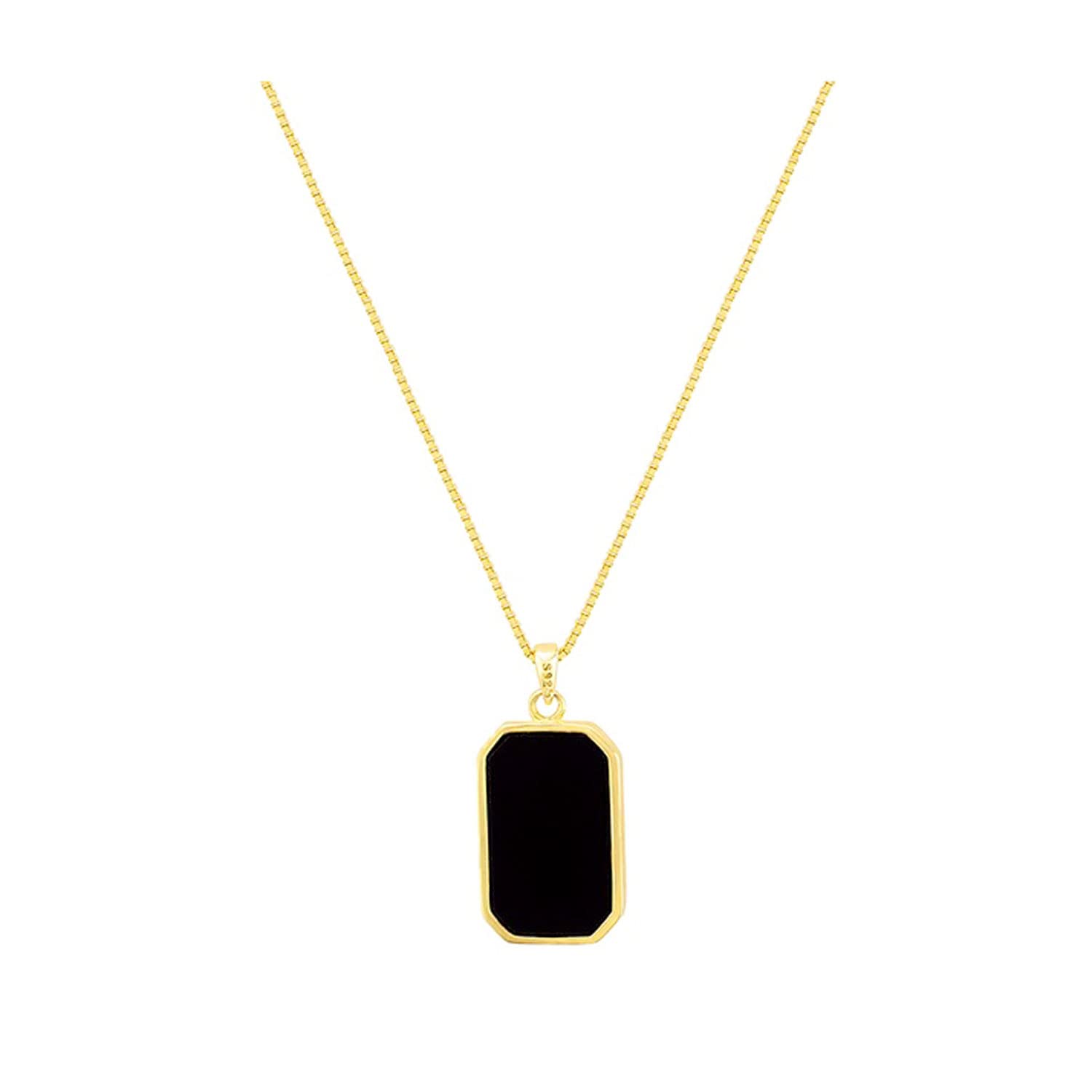 Txibikn Simple Elegant Black Square Pendant Necklace Chain for Women for Women Lady Wife Wedding Birthday Party Prom