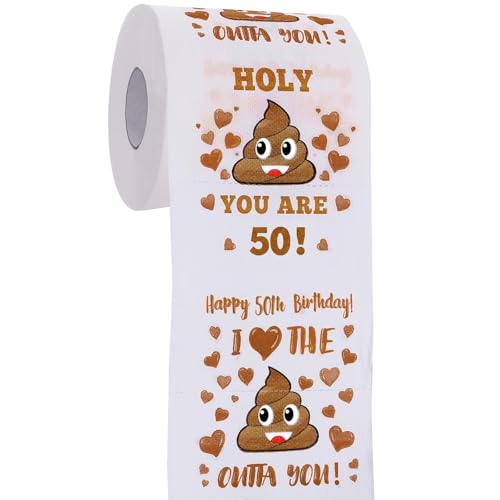 50th Birthday Gifts for Women, Men, Her, Him - Happy Prank Toilet Paper - 50th Birthday Decorations, Party Supplies Favors - 50 Years Old Funny Gag Gift Ideas, Novelty Bday Present for Friends, Family