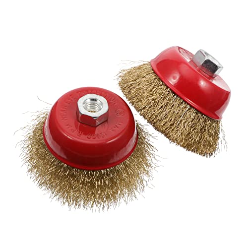 Alipis 2 Pcs Wire Brush Wheel for Drill Heavy Duty Wire Brush with Arbor for Metalworking Cleaning Polishing and Surface Treatment