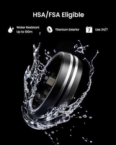 Image of RENPHO Lynx Smart Ring-All Day Sleep & Activity Tracking, Includes Charging Case, 7-Day Battery Life, Subscription-Free App for iOS & Android, Size Before You Buy (Black, Size 8)