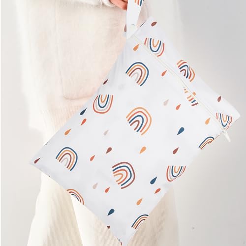 Image of HappyFlute 9 Sets Newborn Baby Cloth Pocket Diapers Adjustable Reusable for Baby Boys and Girls(6-33 pounds,0-3 Years),One Wet Bag+4Diapers and 4Inserts (AD06)