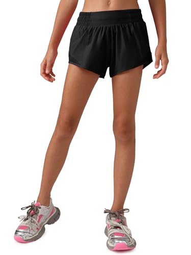 MCEDAR Girls Athletic Shorts with Liner, Quick-Dry Lightweight Active Workout Sports Running Shorts with Zip Pocket