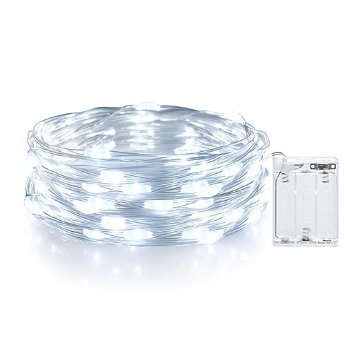 Gcstnn Stringa Luci Led a Batteria, 3metri 30 Led Rame filo Catene Luminose Lucine Fata Luci con timer per per camere, terrazze, Halloween, Natale, decorazione(Bianco freddo)
