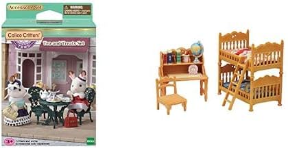 Calico Critters Town Tea and Treats Set with Children's Bedroom Set - Complete Room and Tea Party Furniture Collection