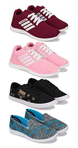 BERSACHE Sports Running Shoes for Women Combo(MR)-1703-1704-1629-1543(Multicolor Pack of 4) (Black::Blue, Numeric_4) (B08W9PRTG6) Amazon Price History, Amazon Price Tracker