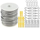 XYLRSMH Drahtseil 30/15 m Edelstahl Hochleistungskabelseil Gartendraht Spannschloss Spanner Kit for Outdoor Zeltseil Reinigungsseil Spanndraht(30M)
