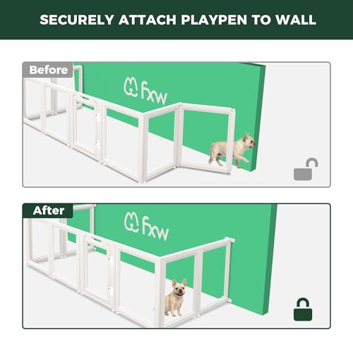 Image of FXW Fence-to-Wall Anchors (Pack of 4) for AuraSpace Playpen - Accessory Only, Safely Expand Your Dog's Play Area, Fits 30 inch H Acrylic Playpen, White