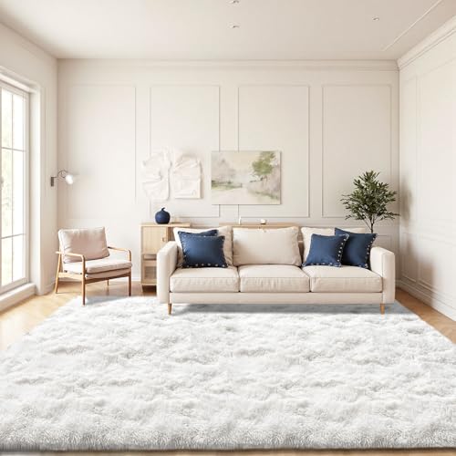 JOYARR Tapis Salon Poils Longs, Doux Lavable Antidérapant Moderne pour Chambre Bureau Salle à Manger Enfant, 140x200 cm, Crème
