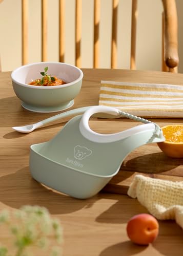 BabyBjörn Baby Feeding Set, 3 pcs, Powder Green | Includes Baby Plate, Baby Fork, Baby Spoon, and Baby Cup | Dishwasher Safe | Toddler Feeding Set for self-Feeding or Baby-led weaning2