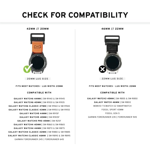 URBAN ARMOR GEAR UAG Compatible with Samsung Galaxy Watch 6 40/44mm, Watch 6 Classic 43/47mm Fits 20mm Lug Active Sporty Nylon Replacement Watch Strap, Rust