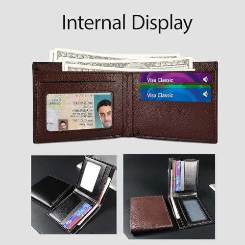 Mens Wallet Slim Credit Card Holder Wallet for Men and Boy, Man Small Wallet Bifold Credit Card Wallet Leather Mens Slim Wallet Lightweight and Portable for Pants Pockets (Casual, Black)3