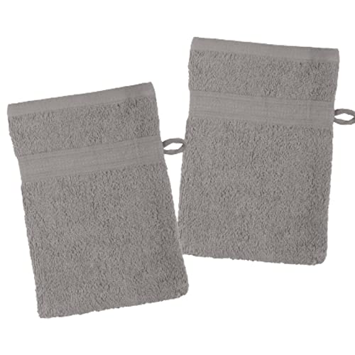 Stof - Lot de 2 Gants de Toilette - Taille 15x21 cm - 100% Coton Bio - Couleur Taupe - Modèle Lagune - Linge de Bain - Doux et de Bonne qualité - Certifié...