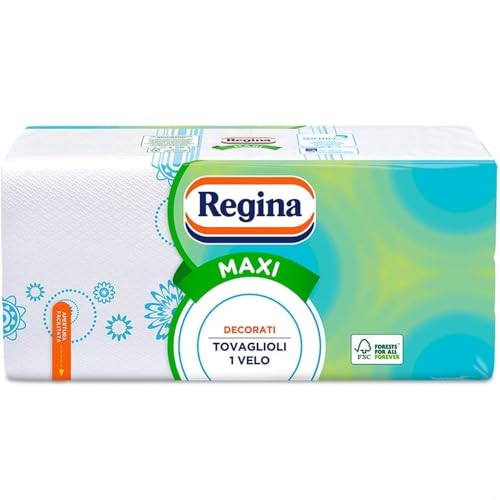 Regina Maxi - 250 Tovaglioli a 1 Velo, Pratici e Vivaci, Decorazioni Assortite, 100% Pura Cellulosa Certificata FSC - Immagine 1