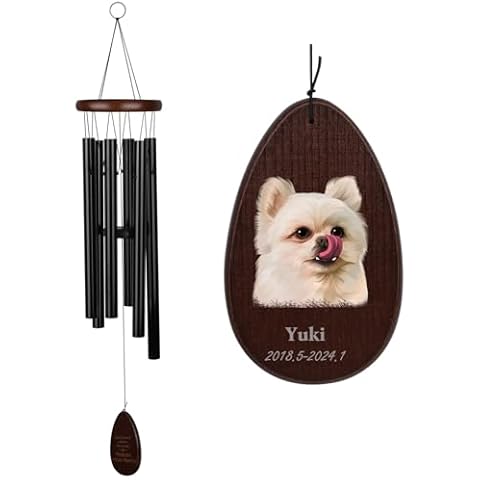 30" Personalized Pet Portrait Memorial Wind Chimes - Outdoor Sympathy Gift for Loss of Loved One, Bereavement Gifts for Grandma, Mother, Father (Customize) Cover