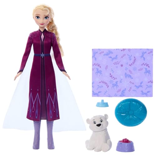 Mattel Disney La Reine des Neiges Coffret Elsa et l’Ourson avec 4 accessoires, dont un lit et une couverture pour l’animal, coffret inspiré des Animaux...