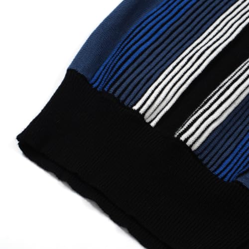 Polo de punto retro para hombre OXKNIT, estilo vintage de los años 60 con cremallera y rayas, camisa de golf miniatura 6