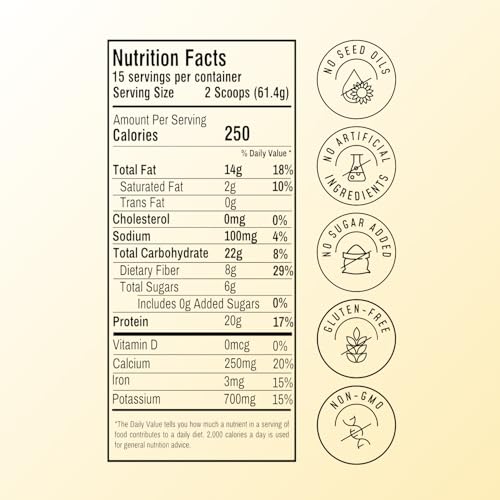 Image of FlavCity Vegan Almond Protein Shake Powder, Vanilla Cream + Reishi & Cordyceps Mushrooms - Focus, Skin, Hair & Joint Support - Organic Fruit All in One Smoothie On-the-Go, 20 Servings