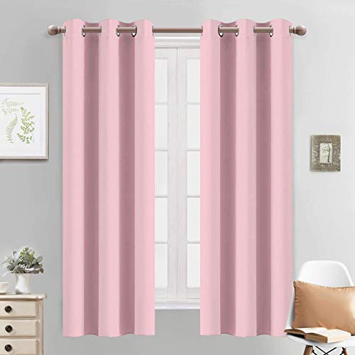 Yakamok Pink Blackout Curtains 63 Inch Long with Grommet for Kid's Bedroom Light Blocking Room Darkening Thermal Insulated Window Treatment Curtain Drapes for Living Room, 38Wx63L,Pink, 2 Panels by Yakamok - Used condition - US$19.58