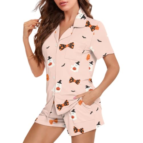 Image of Women's Short Sleeve Sleepwear Pajamas Nightwear with Pockets