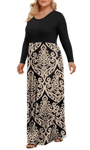 Image of LONGYUAN Women's Plus Size Maxi Dresses for Curvy Women Casual Long Dress XL-6XL
