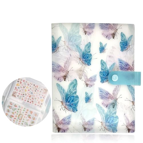MOLILON 80 Slots Collecting Album for Nail Polish Strips Full Nail Wraps Toenail Stickers Empty Storage Binder Book Water Transfer Nail Decals Nail Art Stickers Storage Book (Butterfly, 3.7*5.1inch)