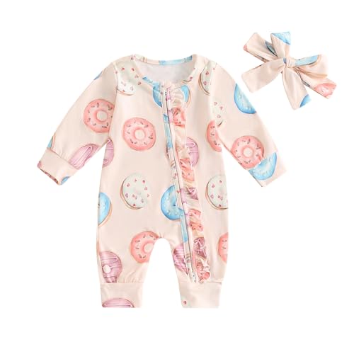 Image of Dcohmch Little Sister Newborn Outfit Long Sleeve Crew Neck Jumpsuit Romper+Headband Baby Girl Going Home Hospital Clothes