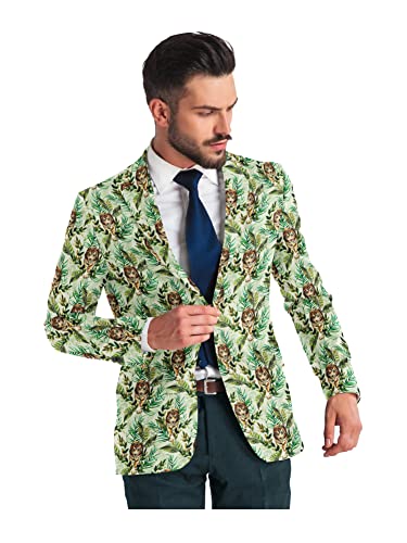 Men's Printed Blazer 2 Button Long Sleeve Regular Fit Suit Jacket Business Lightweight Casual Sport Coat