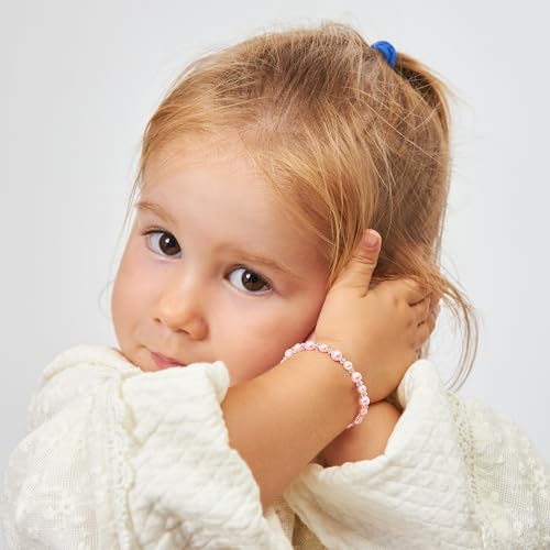Image of Baby Crystals Sterling Silver Pink Pearl Bracelet for Baby Girls I Newborn, Infant Baby Girl Gifts, Toddler, Teen, Mommy I Birthday Gift I Children's Jewelry I Womens Bracelets for Girls