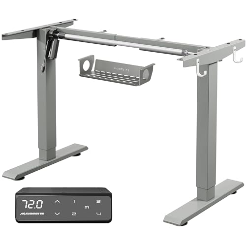 MAIDeSITe höhenverstellbarer Schreibtisch elektrisch mit starken Motor, tischgestell höhenverstellbar 2 teiligen Beinen sowie auch 4 Memory-Steuerung und Kindersicherung - T1 Pro(Grau)
