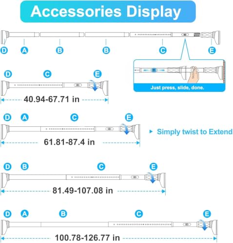 Image of Black Closet Rods For Hanging Clothes,41-126 In heavy duty tension rod