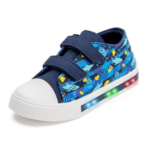 Kids Light Up Shoes Toddler Canvas Sneakers with Hook and Loop for Boys Girls