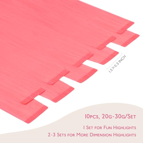 Image of WENNALIFE Tape in Hair Extensions Human Hair Light Pink Tape in Extensions, 10pcs 30g 24 inch Remy Invisible Tape Ins Straight Colored Soft Real Human Hair Tape in Extensions Refill Set Extensions