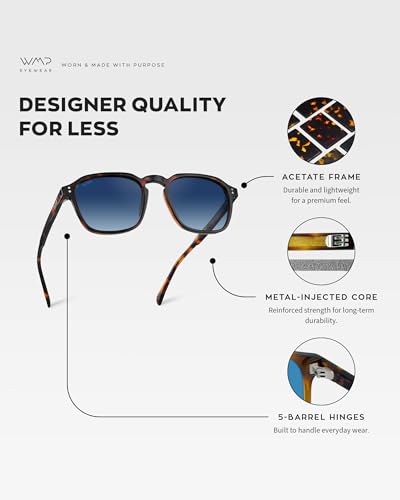 Image of WearMe Pro Men's Polarized Square Sunglasses - Wide Fit, Retro Style, UV400, Lightweight Frame for Driving & Daily Wear