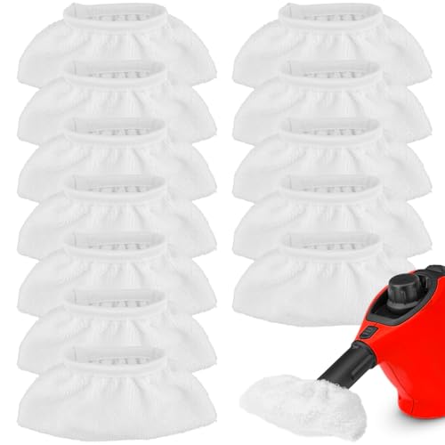 12 Piezas de Accesorios de Limpieza a Vapor de Microfibra, Fundas de Repuesto para Limpiador a Vapor de Mano, Paños de Rizo Lavables a Máquina (19 x 9 cm)