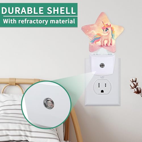 Image of Unicorn Star Night Light Plug in, Soft Glow Night Light for Kids Bedroom Nursery, Gentle Warm Light for Sleep, Compact Lamp for Hallway Bathroom