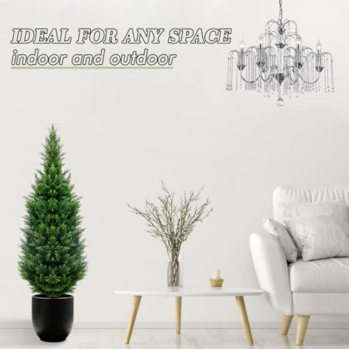 3Ft Artificial Cedar Topiary Trees (2-Pack) - UV Resistant Fake Shrubs with Ground Spike for Outdoor & Indoor Use, Front Porch, Garden Decor - Image 6