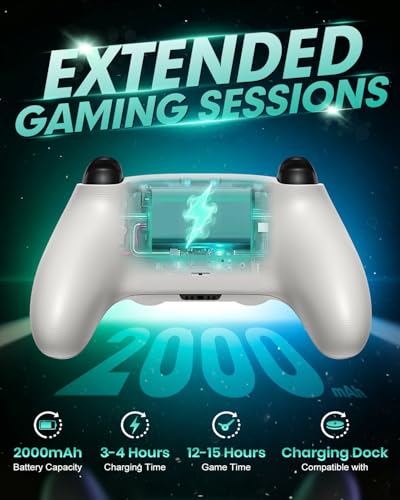 Image of Gamrombo Haptic Feedback Controller for PS5, Wireless Controller with Dynamic Response Trigger, Built-in Microphone with One-Click Mute Function, Upgraded ALPS Joystick, 6-Axis Gyroscope Gamepad