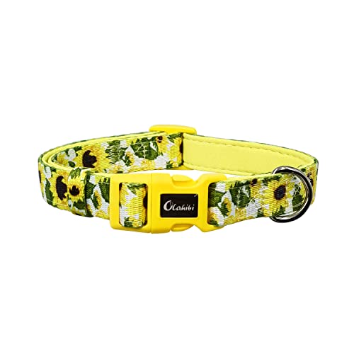 Sunflower Dog Collar 11 Olahibi Golden Sunflowers Pattern Polyester Dog Collar,Soft and Comfortable Neoprene ...