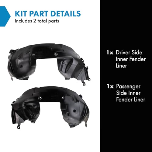 Image of TRQ Front Driver and Passenger Side Inner Fender Liner Set Compatible with 2018-2023 Ford Mustang GT with Level 2 Performance Package