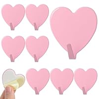 Bremorou 8 Pack Heart Wall Hooks for Wall Pink Heart Hooks Cute Walls Hook for Hanging Keys Bags Towels Pink Hearts Hangers Adhesive Hearts Decorative Walls Hook for Bedroom Bathroom Kitchen Women