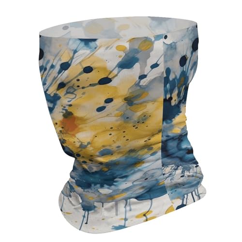Mascarilla azul y amarilla para clima frío, pañuelo tubular cortaviento y máscara elástica para motocicleta, ciclismo, esquí para hombres y mujeres miniatura 3
