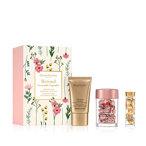 Elizabeth Arden Set de Regalo Mujer Tratamiento Difuminador de Arrugas con Cápsulas de Ceramida con Sérum de Retinol, Advanced Contorno de Ojos y Crema Hidratante Facial nocturna Lift & Firm