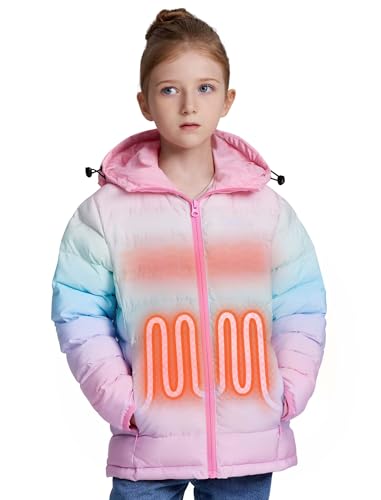 Kids Heated Jacket with Battery Pack - 7.4V Rechargeable Boys Girls Lightweight Electric Heated Coat Winter