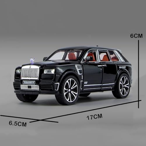 Big Size Rolls-Royce Cullinan Model Car Exclusive Alloy Metal Car Pull Back Die-cast Car Toy car with Openable Doors & Light, Music Toys Car for Kids (1:32 Cullinan Masory - Black)