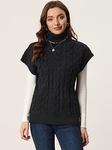 Allegra K Women's Casual Turtleneck Sweaters Mock Neck Twist Sleeveless Vests Knit Pullover Sweater Vest2